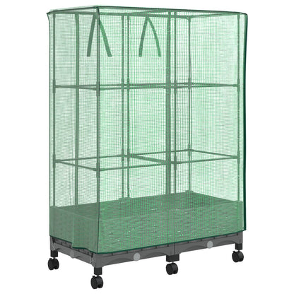 Vaso da Giardino con Copertura per Serra e Ruote 2 pz PP | homemem39
