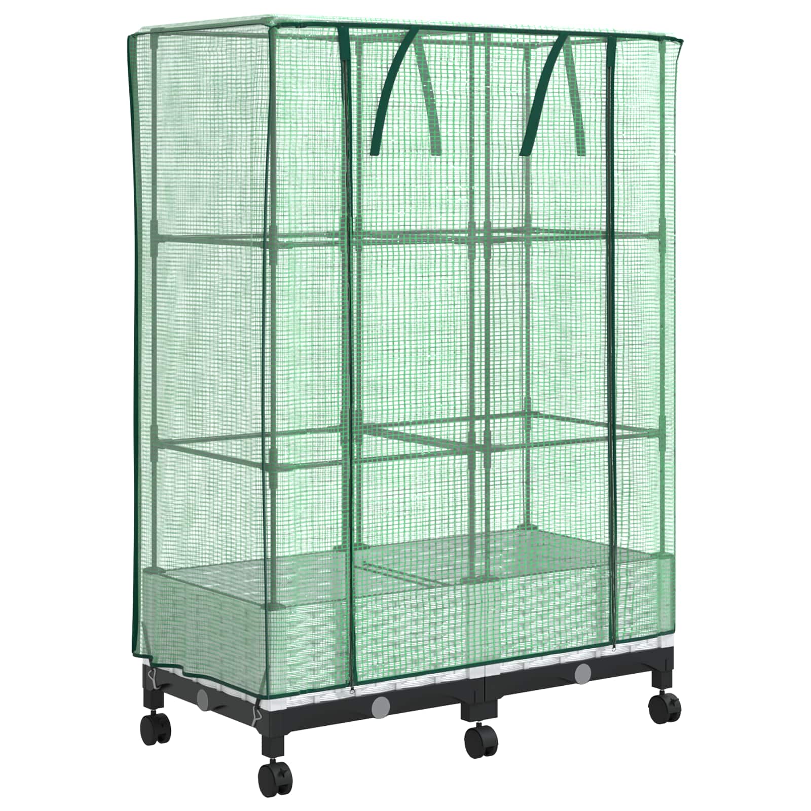 Vaso da Giardino con Copertura per Serra e Ruote 2 pz Bianco PP | homemem39