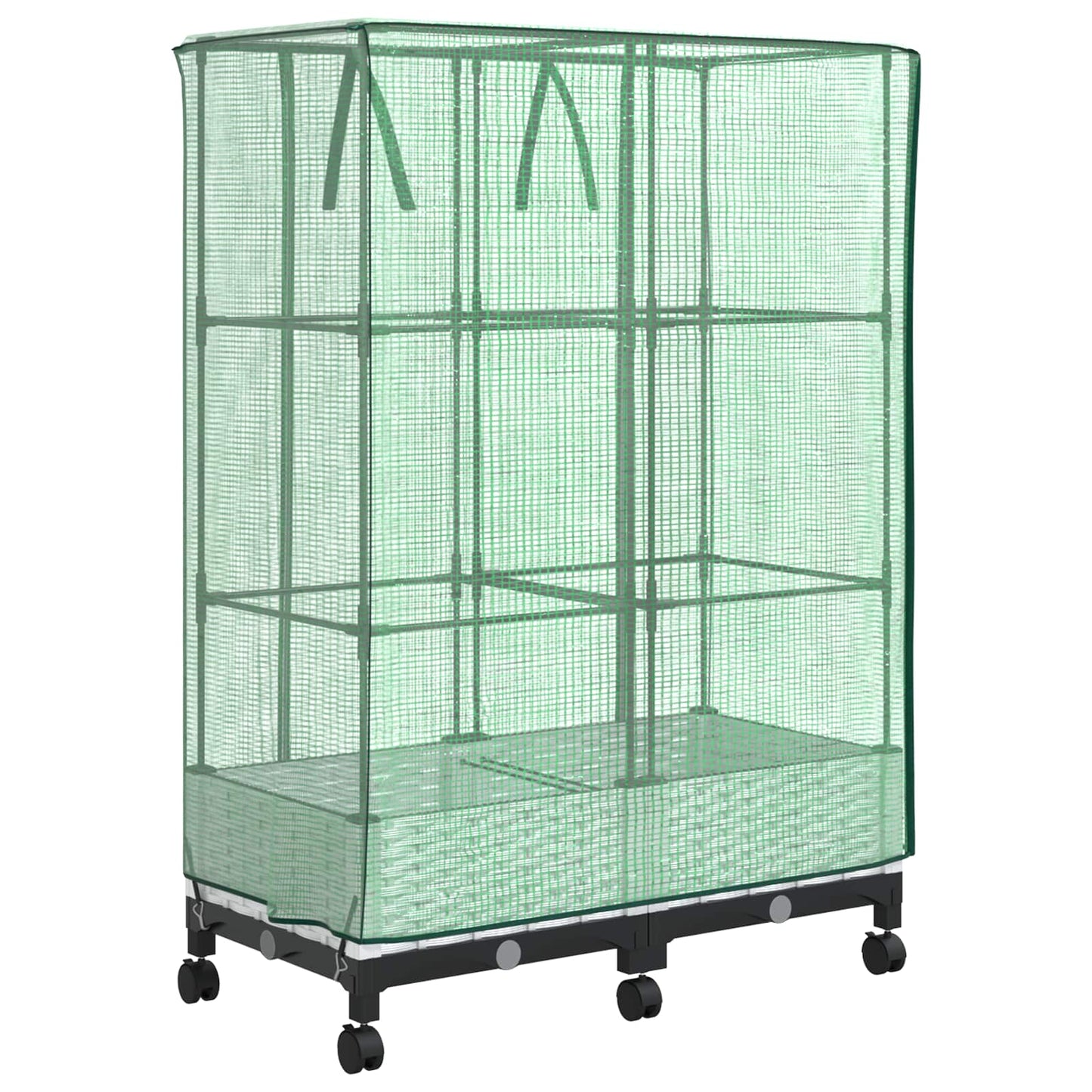 Vaso da Giardino con Copertura per Serra e Ruote 2 pz Bianco PP | homemem39