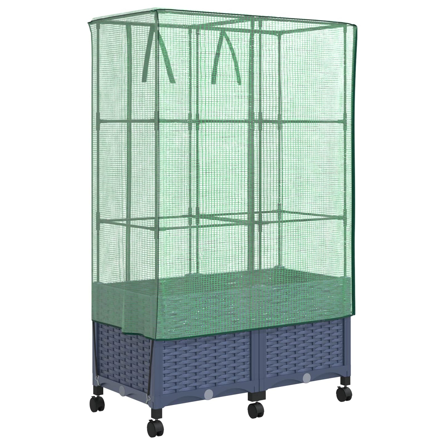 Vaso da Giardino con Copertura per Serra e Ruote 2 pz PP | homemem39
