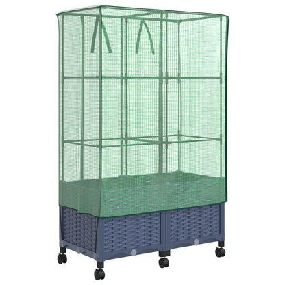 Vaso da Giardino con Copertura per Serra e Ruote 2 pz PP | homemem39