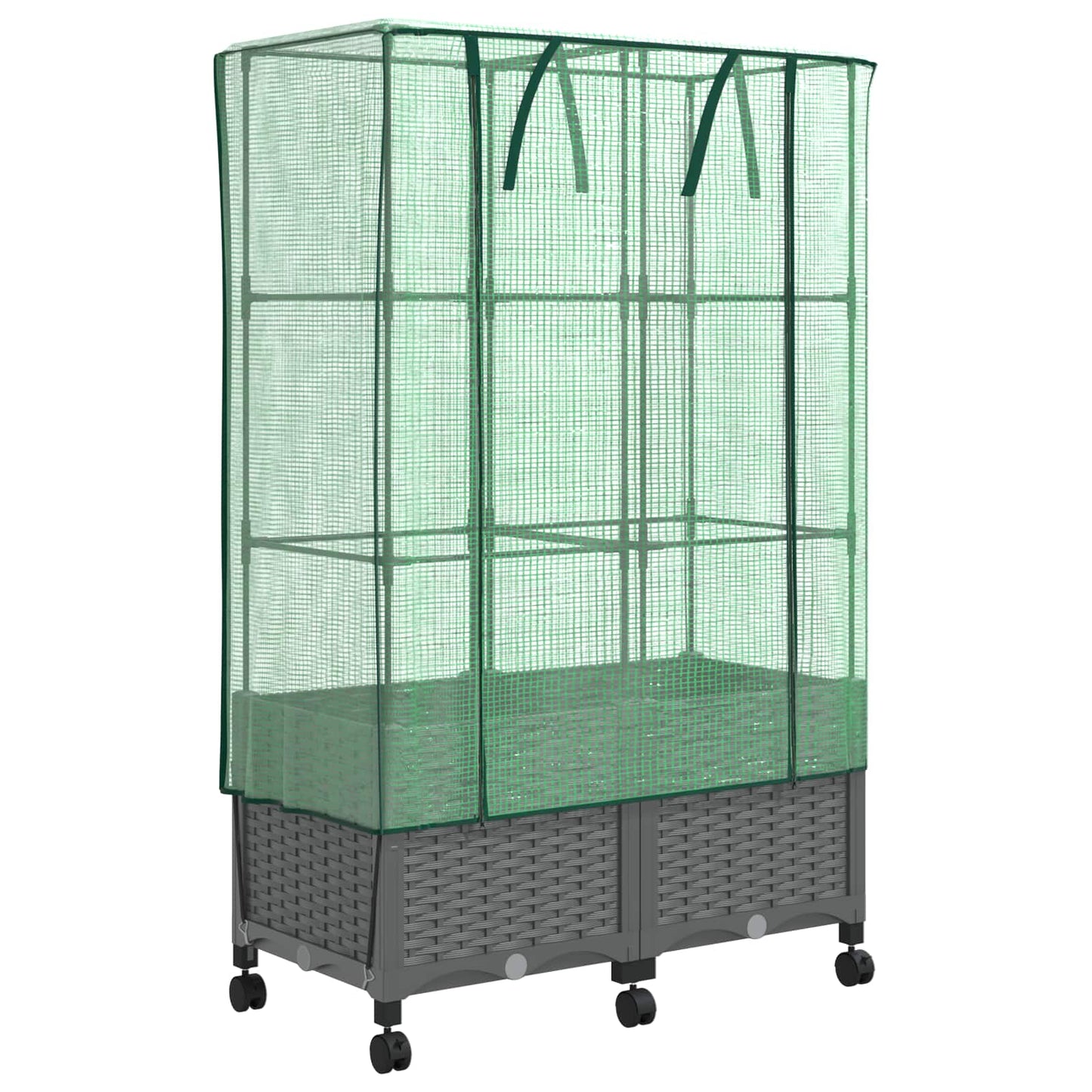 Vaso da Giardino con Copertura per Serra e Ruote 2 pz PP | homemem39