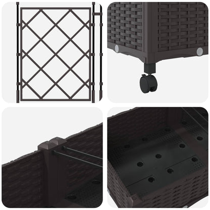 Vaso da giardino con grigliato e ruote 2 pz Marrone PP | homemem39