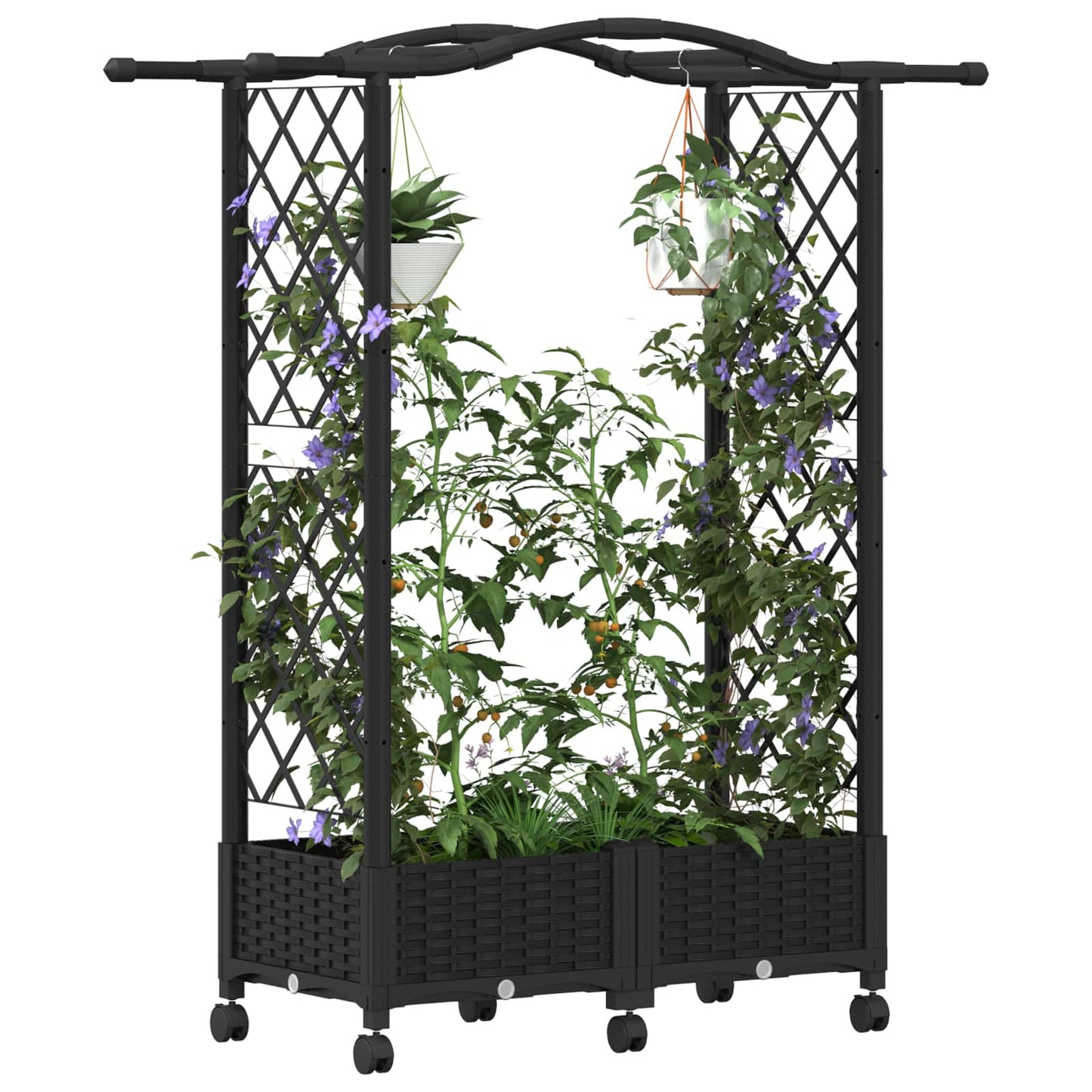 Letto Rialzato con Griglia e Tetto Nero 124 x 40 x 129 cm PP | homemem39