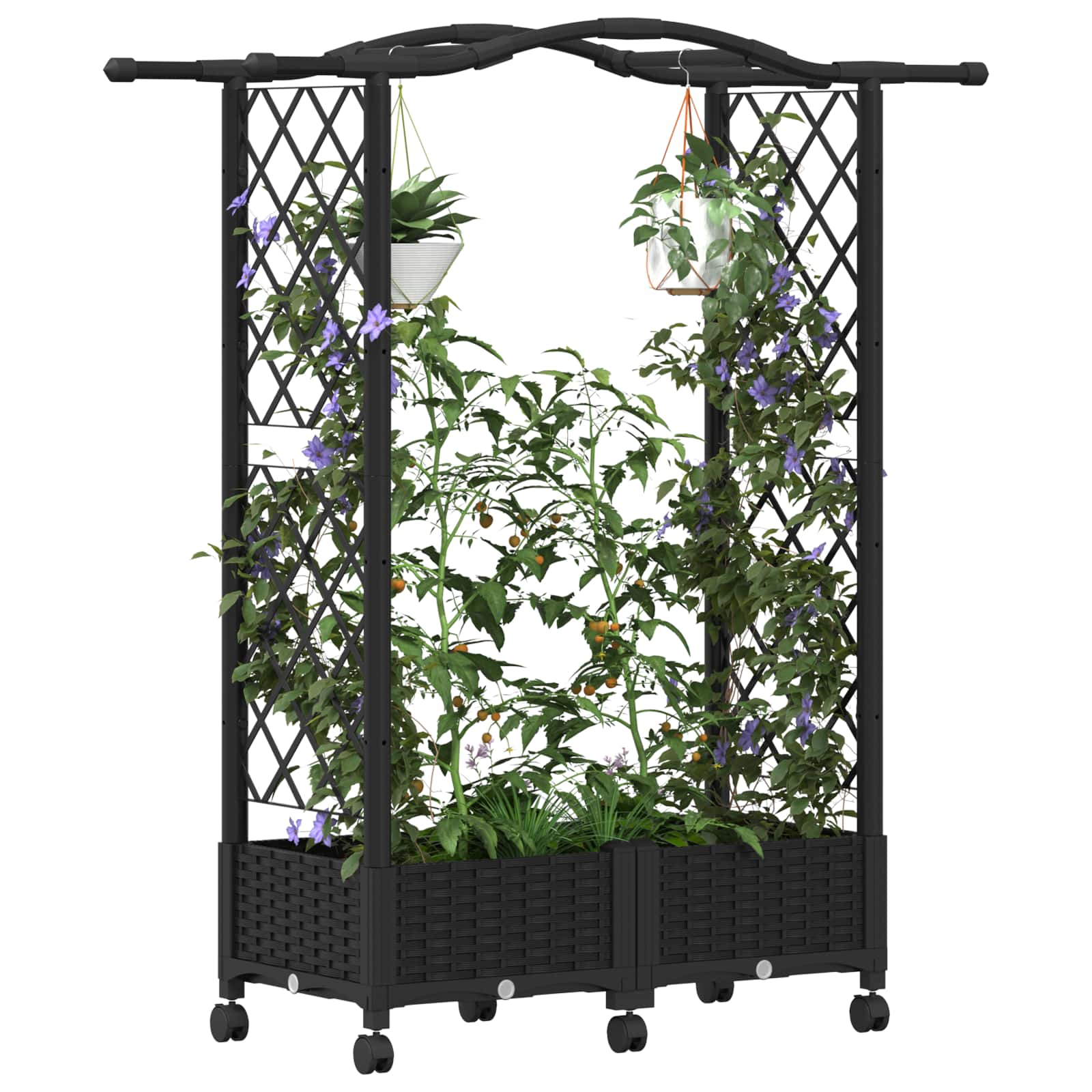 Letto Rialzato con Griglia e Tetto Nero 124 x 40 x 129 cm PP | homemem39