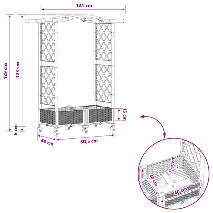 Letto Rialzato con Griglia e Tetto Grigio 124 x 40 x 129 cm PP | homemem39