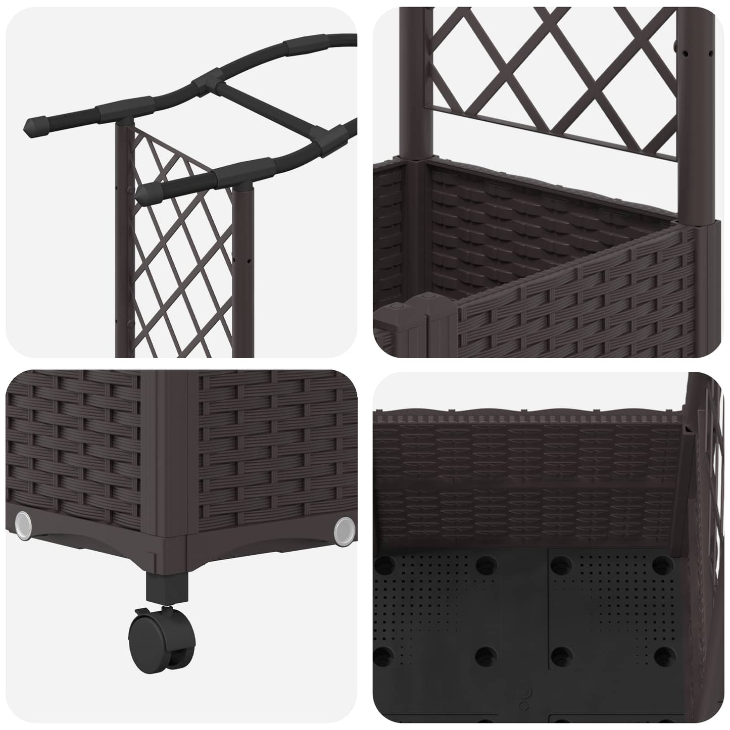 Letto Rialzato con Griglia e Tetto Marrone 125 x 40 x 144 cm PP | homemem39