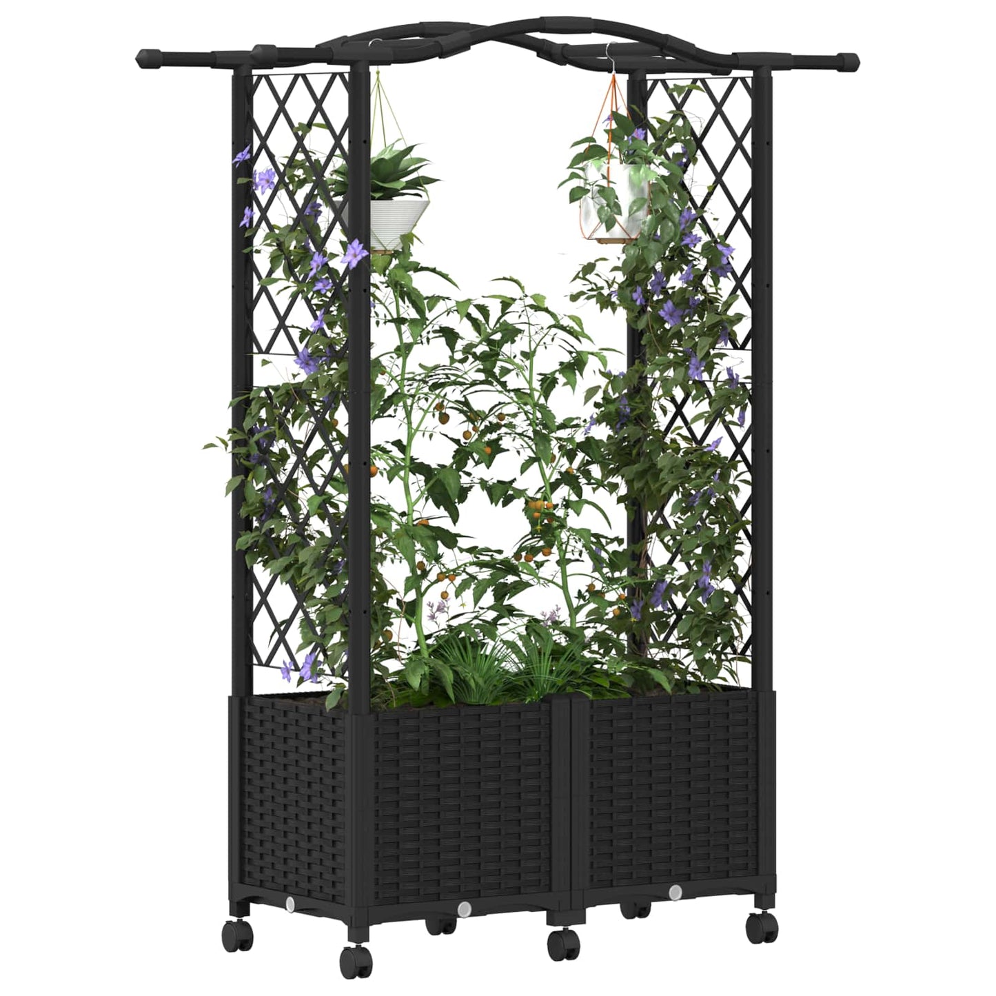 Letto Rialzato con Griglia e Tetto Nero 125 x 40 x 144 cm PP | homemem39