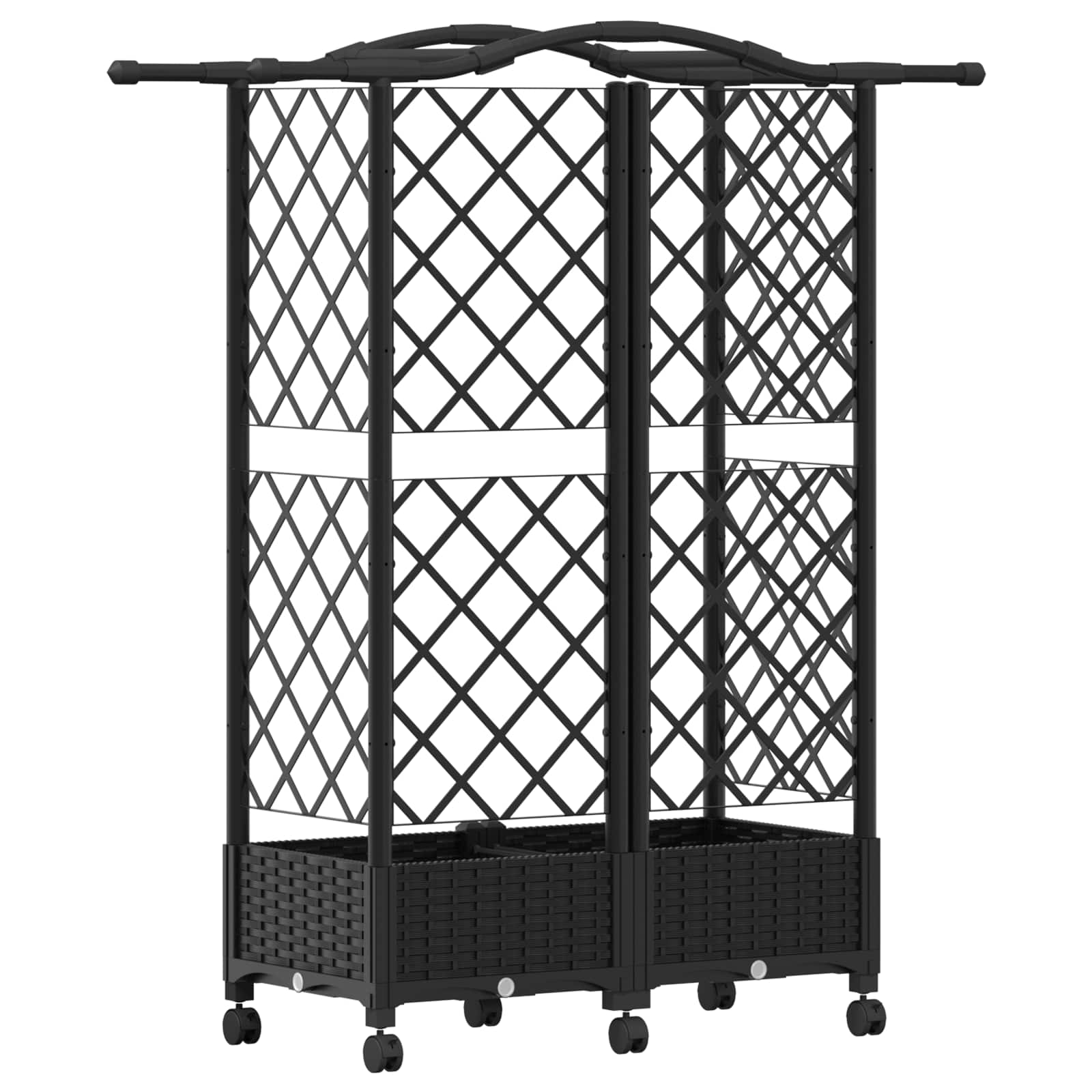 Letto Rialzato con Griglia e Tetto Nero 124 x 40 x 129 cm PP | homemem39
