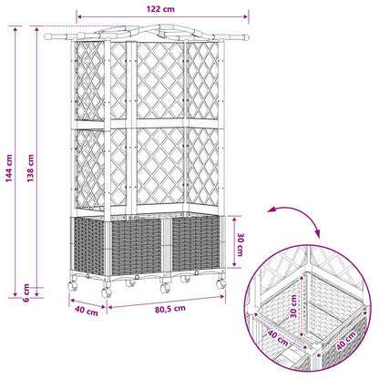 Letto Rialzato con Griglia e Tetto Marrone 122 x 40 x 144 cm PP | homemem39