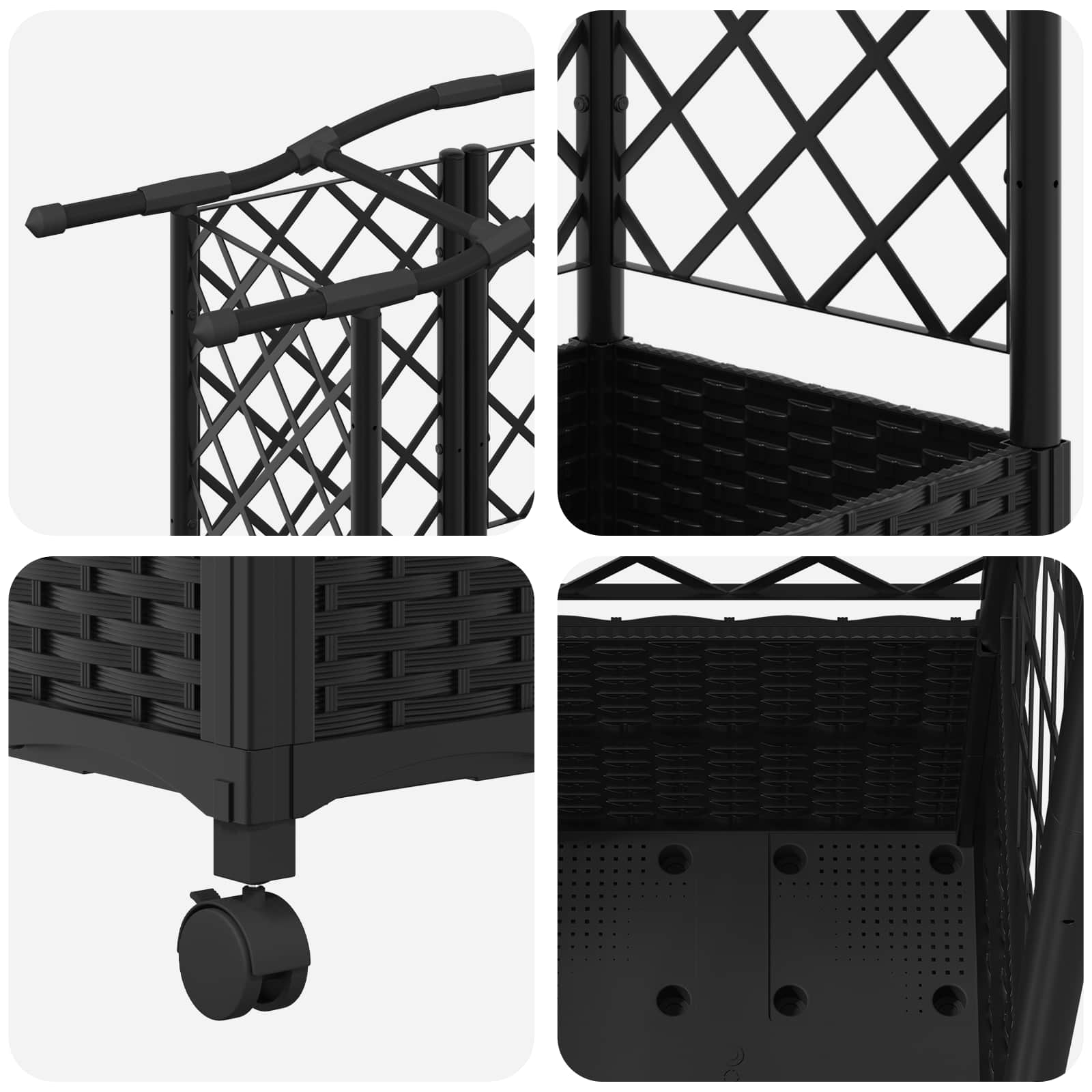 Letto Rialzato con Griglia e Tetto Nero 122 x 40 x 144 cm PP | homemem39