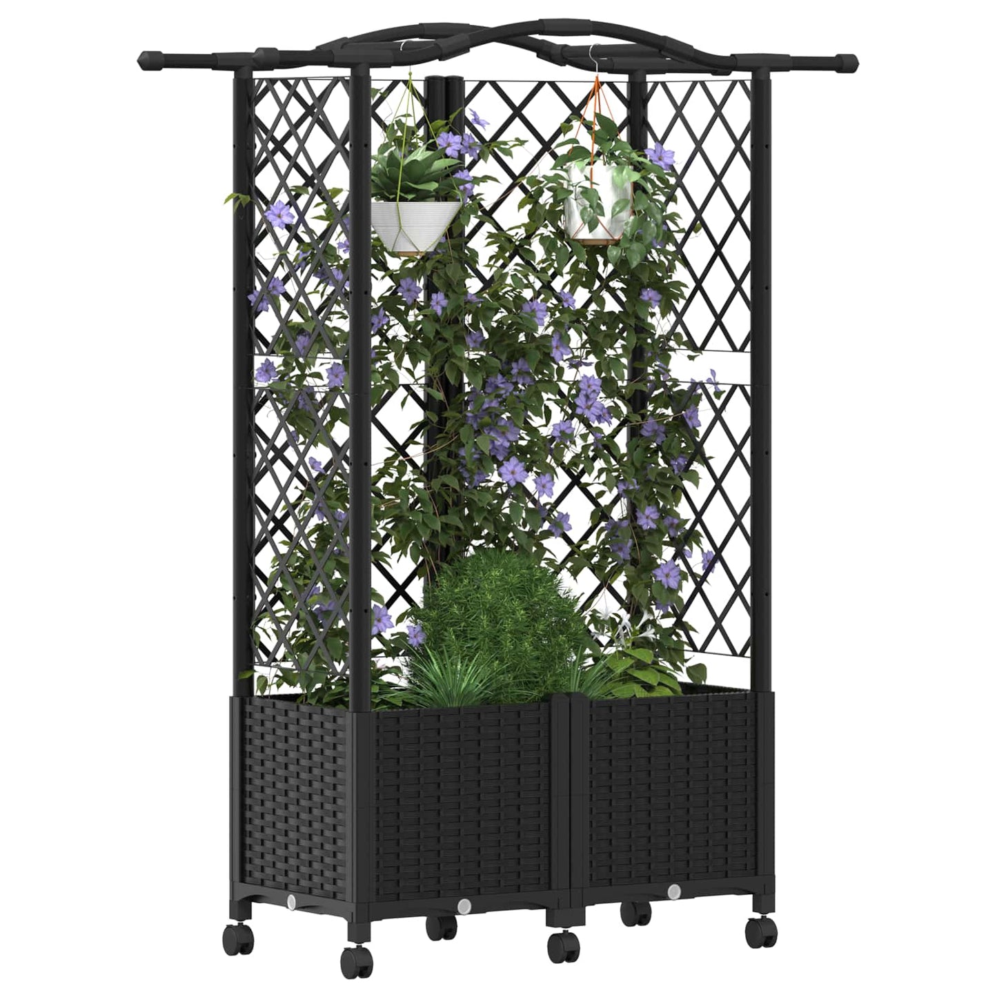 Letto Rialzato con Griglia e Tetto Nero 122 x 40 x 144 cm PP | homemem39
