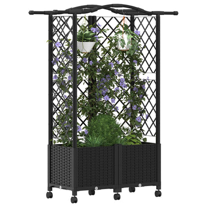 Letto Rialzato con Griglia e Tetto Nero 122 x 40 x 144 cm PP | homemem39