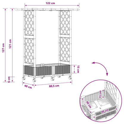 Letto Rialzato con Griglia e Tetto Grigio 122,5 x 40 x 127 cm | homemem39