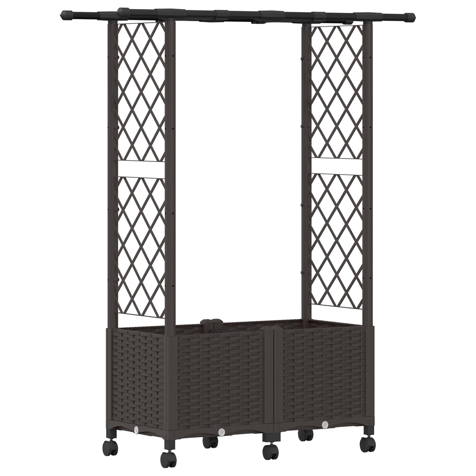 Letto Rialzato con Griglia e Tetto Marrone 124,5 x 40 x 142 cm | homemem39