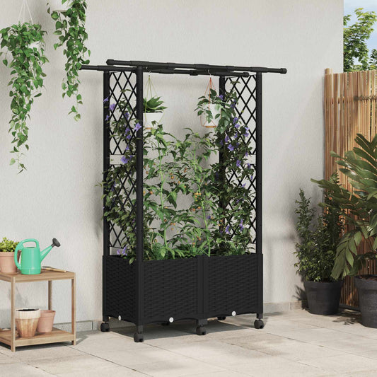 Letto Rialzato con Griglia e Tetto Nero 124,5 x 40 x 142 cm PP | homemem39
