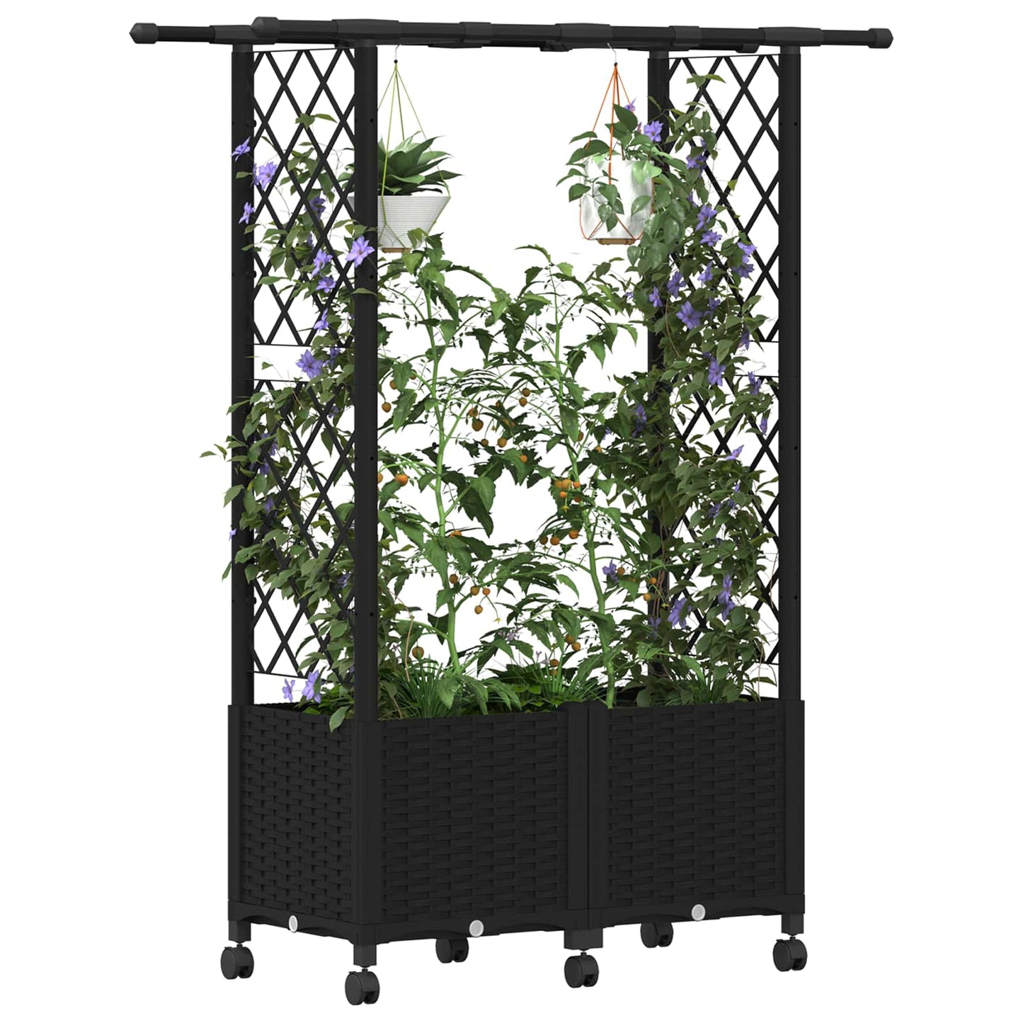 Letto Rialzato con Griglia e Tetto Nero 124,5 x 40 x 142 cm PP | homemem39
