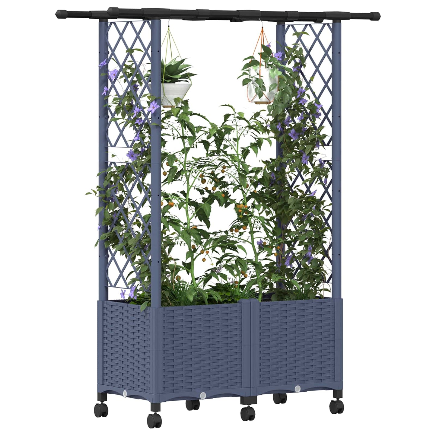 Letto Rialzato con Griglia e Tetto Grigio 124,5 x 40 x 142 cm | homemem39