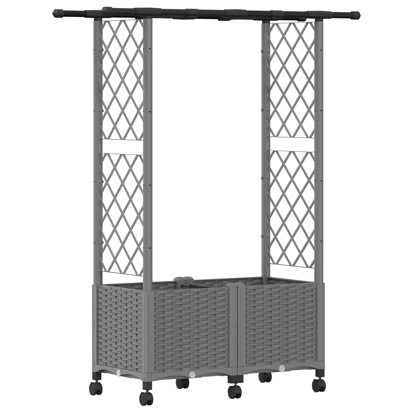 Letto Rialzato con Griglia e Tetto Grigio Chiaro PP | homemem39