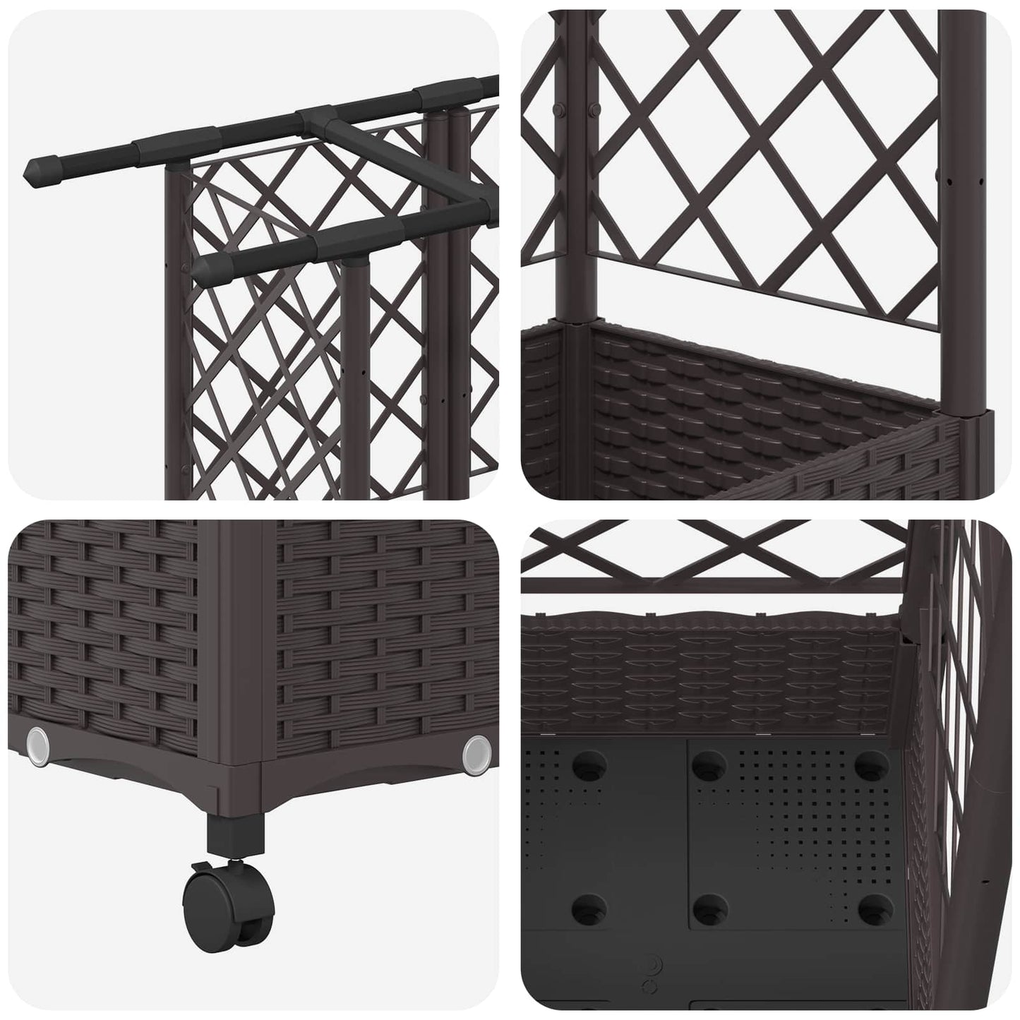 Letto Rialzato con Griglia e Tetto Marrone 124 x 40 x 127 cm PP | homemem39