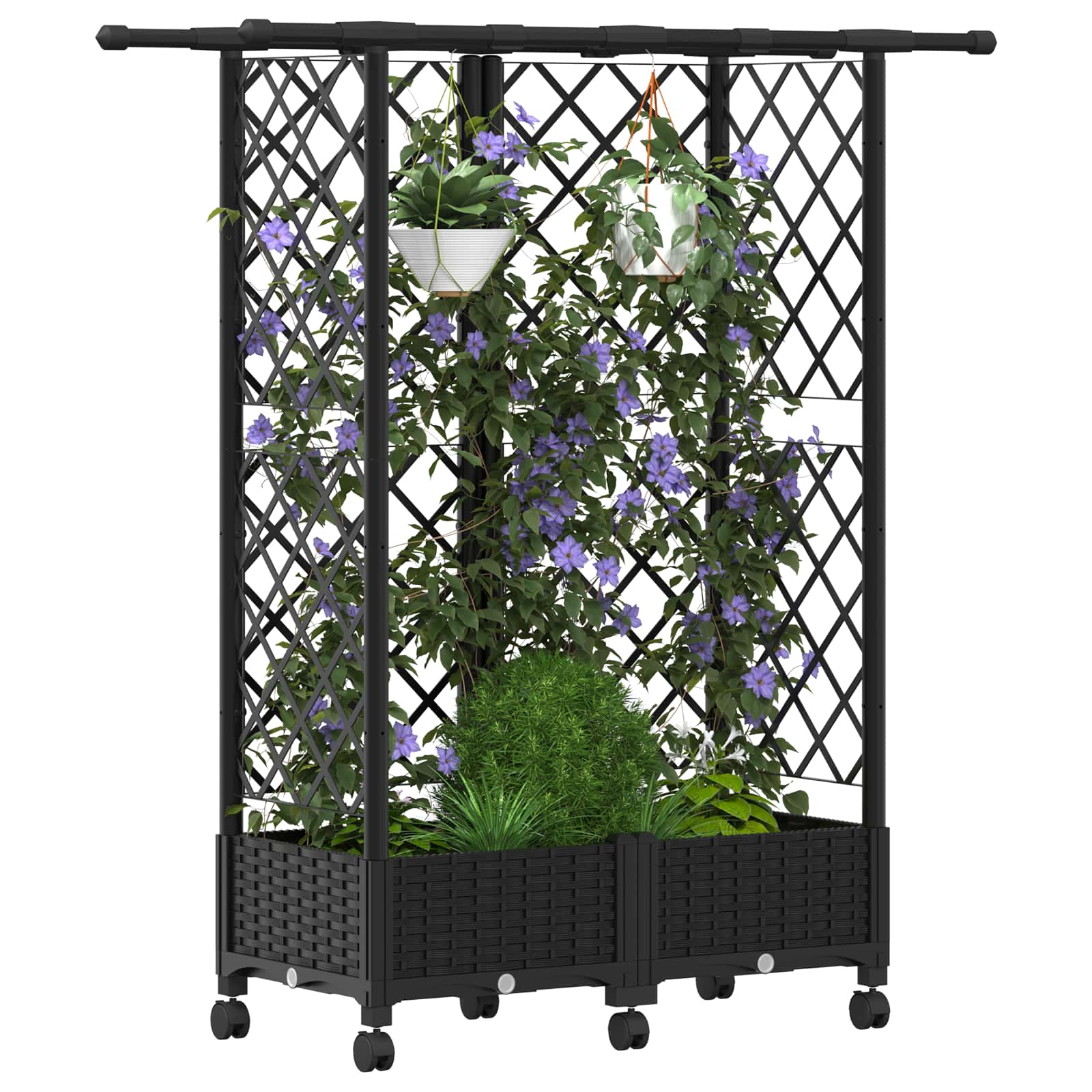 Letto Rialzato con Griglia e Tetto Nero 124 x 40 x 127 cm PP | homemem39