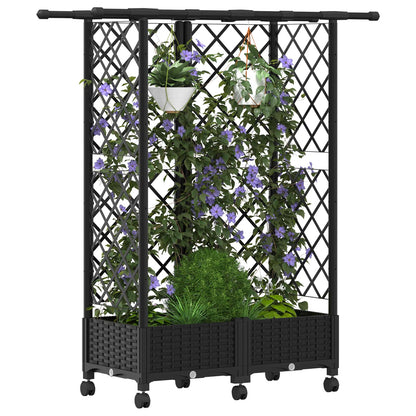 Letto Rialzato con Griglia e Tetto Nero 124 x 40 x 127 cm PP | homemem39