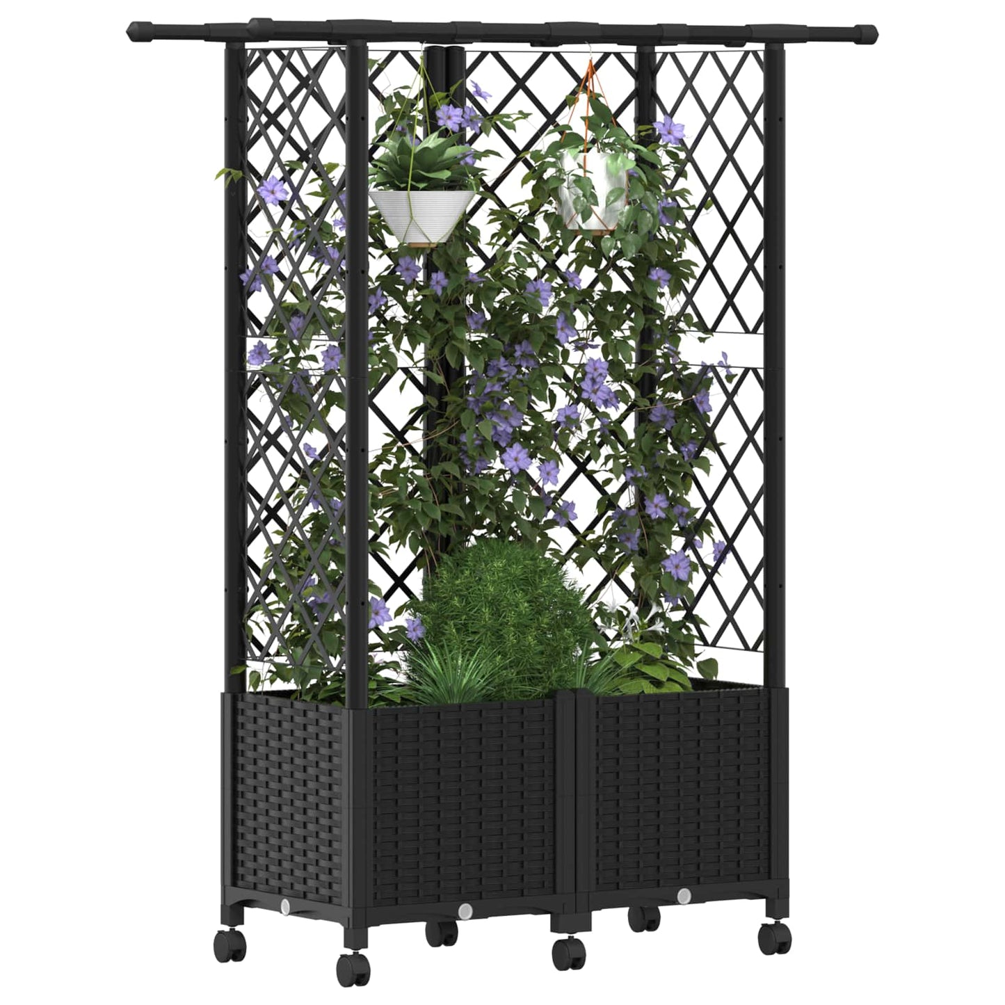 Letto Rialzato con Griglia e Tetto Nero 124 x 40 x 142 cm PP | homemem39