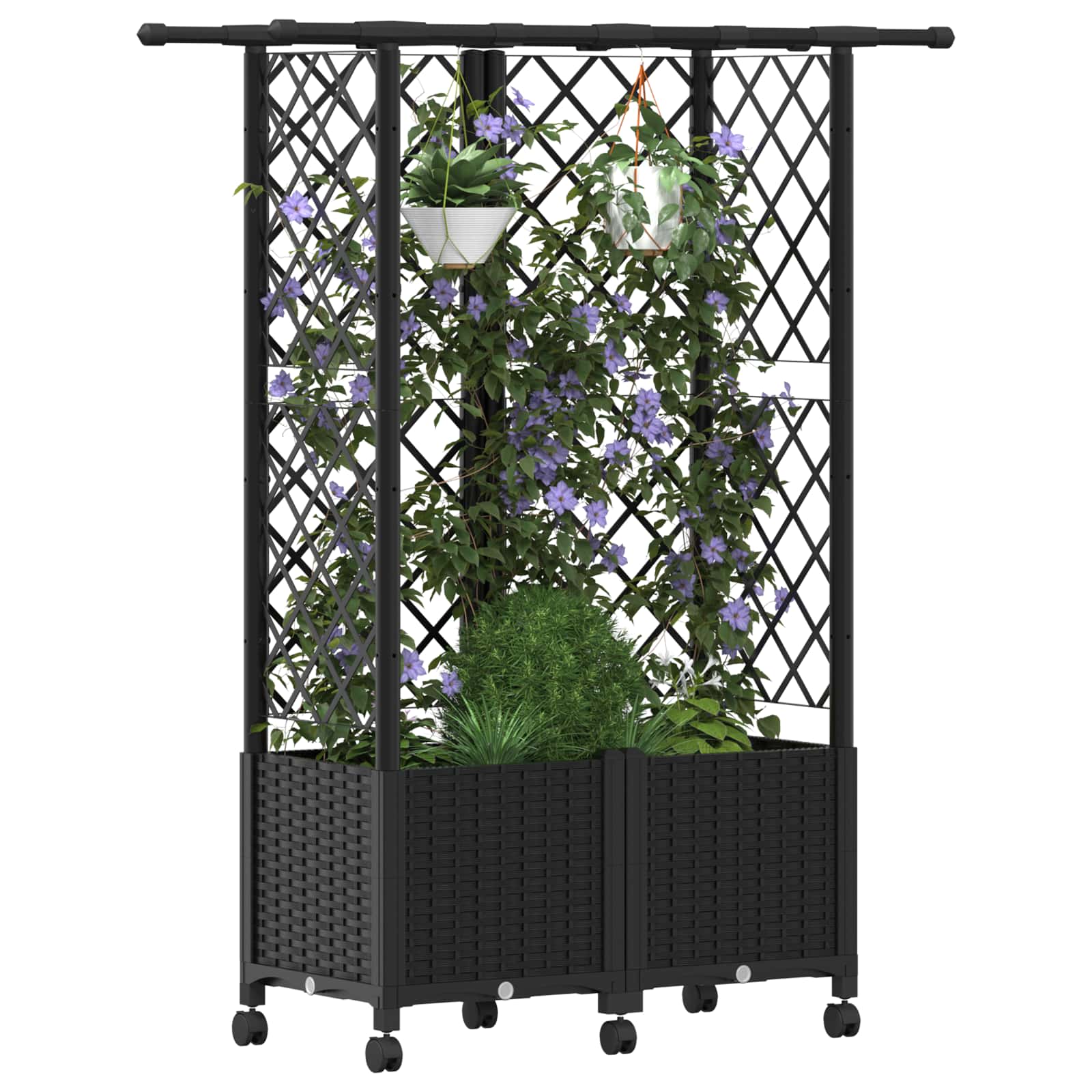 Letto Rialzato con Griglia e Tetto Nero 124 x 40 x 142 cm PP | homemem39