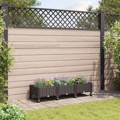 Vaso da Giardino con Ruote Marrone 120 x 40 x 29 cm PP | homemem39