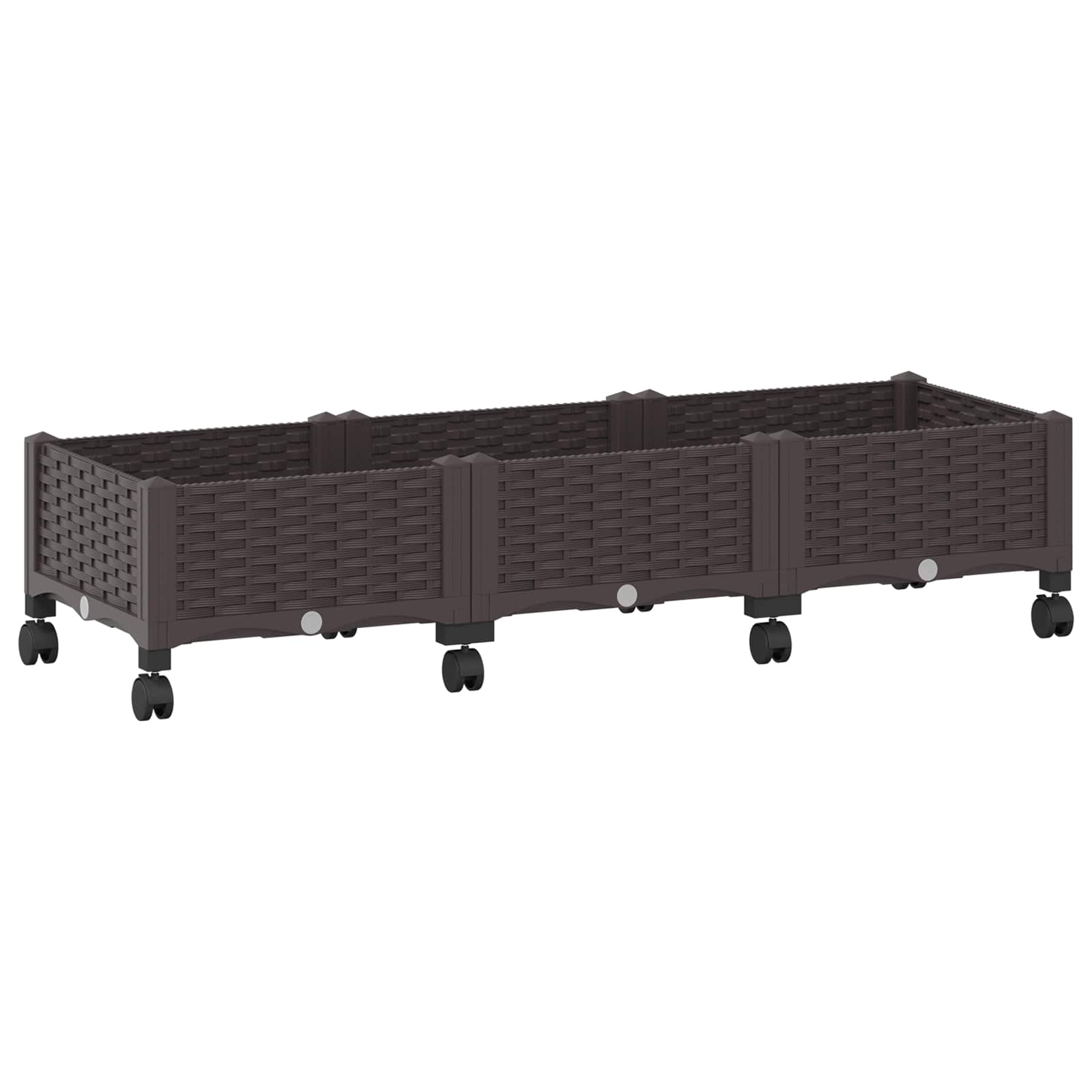 Vaso da Giardino con Ruote Marrone 120 x 40 x 29 cm PP | homemem39