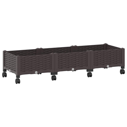 Vaso da Giardino con Ruote Marrone 120 x 40 x 29 cm PP | homemem39