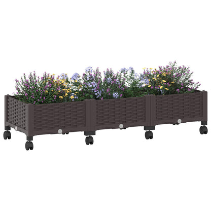 Vaso da Giardino con Ruote Marrone 120 x 40 x 29 cm PP | homemem39
