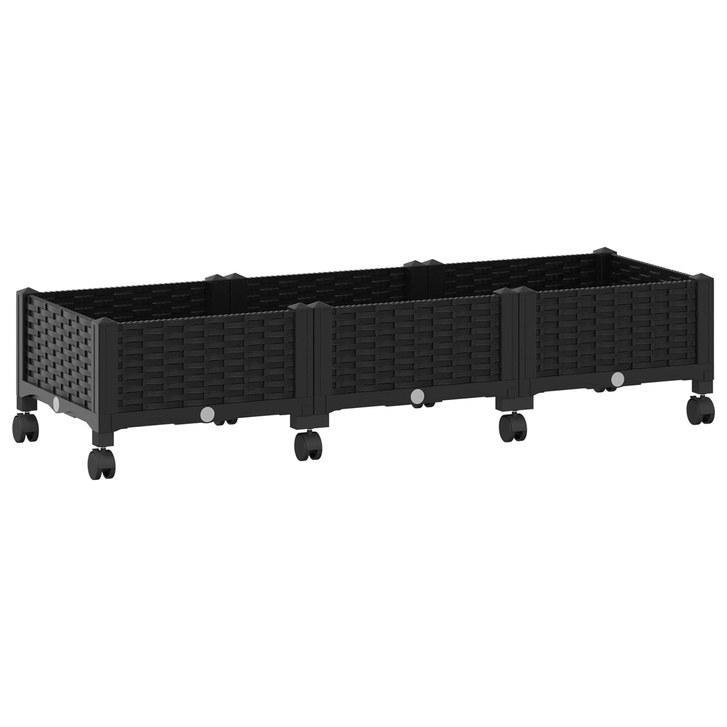 Vaso da Giardino con Ruote Nero 120 x 40 x 29 cm PP | homemem39