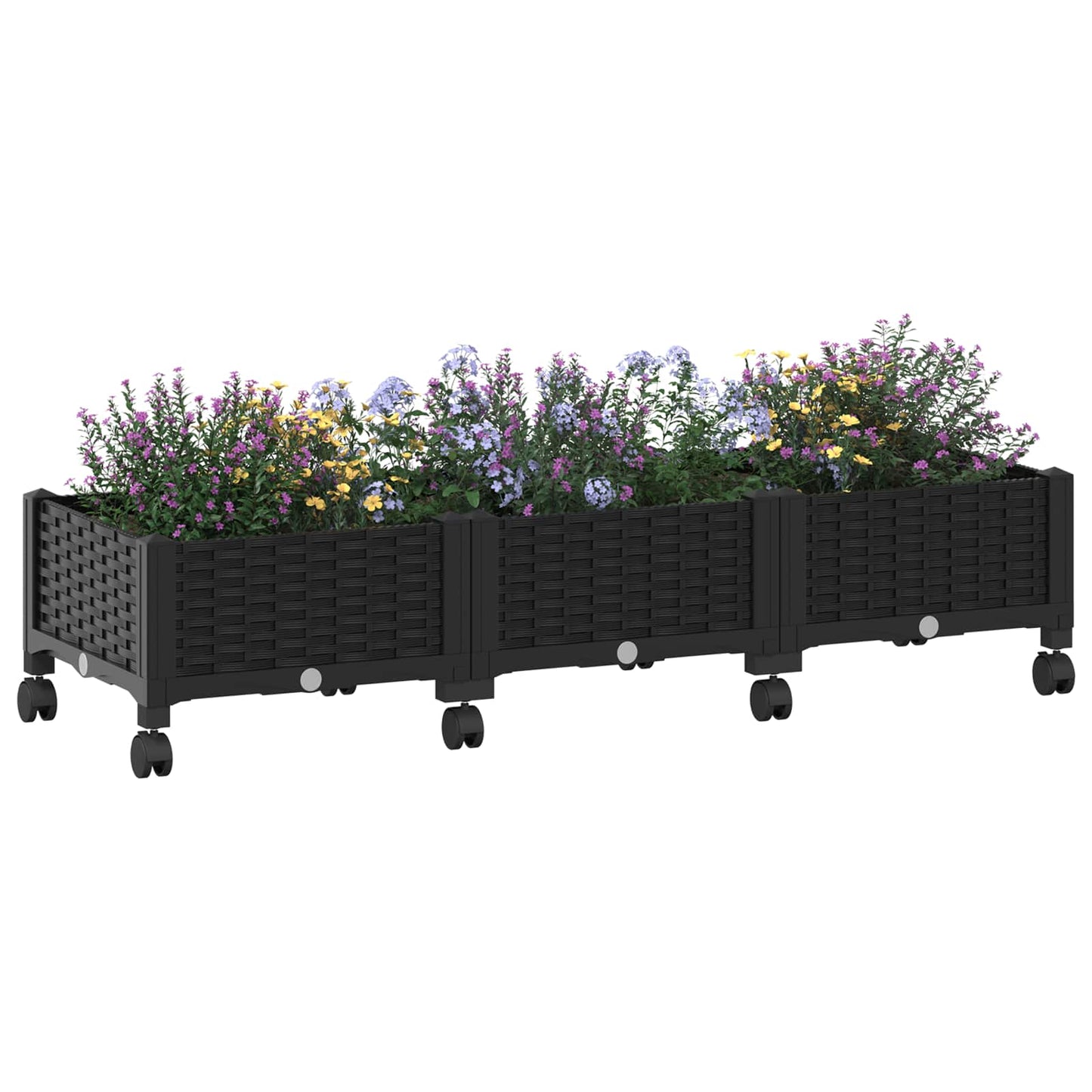 Vaso da Giardino con Ruote Nero 120 x 40 x 29 cm PP | homemem39