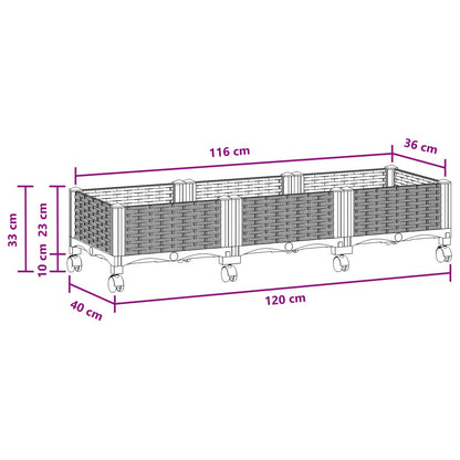 Vaso da Giardino con Ruote Nero 120 x 40 x 29 cm PP | homemem39