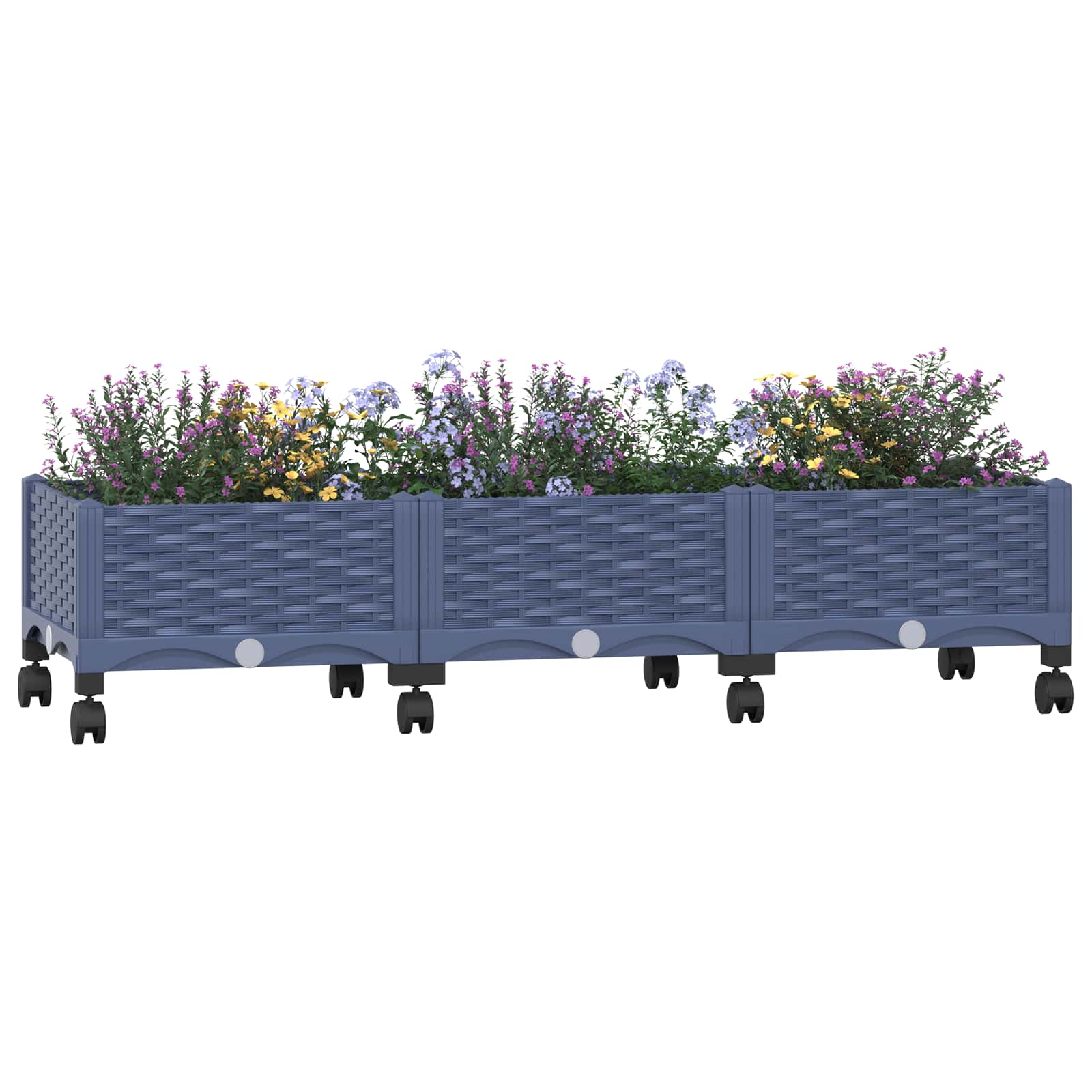 Vaso da Giardino con Ruote Blu Grigio 120 x 40 x 33 cm PP | homemem39