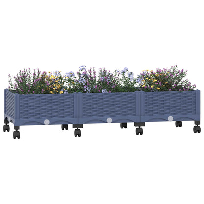 Vaso da Giardino con Ruote Blu Grigio 120 x 40 x 33 cm PP | homemem39