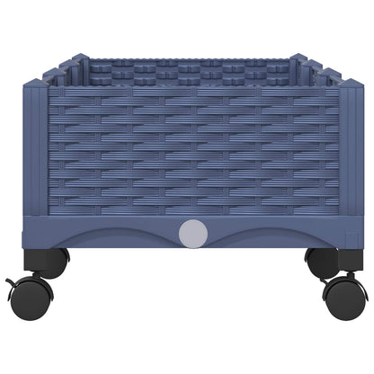 Vaso da Giardino con Ruote Blu Grigio 120 x 40 x 33 cm PP | homemem39