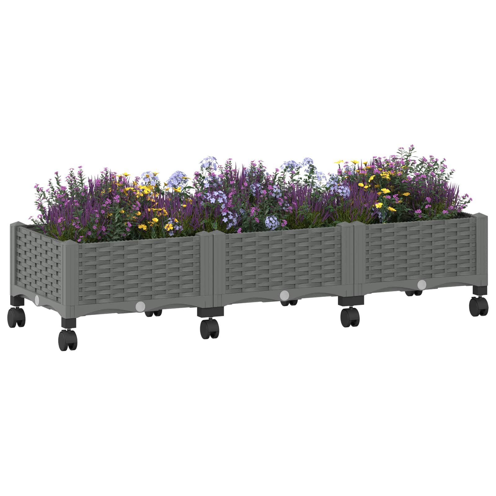 Vaso da Giardino con Ruote Grigio Chiaro 120 x 40 x 33 cm PP | homemem39