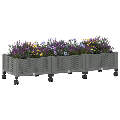Vaso da Giardino con Ruote Grigio Chiaro 120 x 40 x 33 cm PP | homemem39