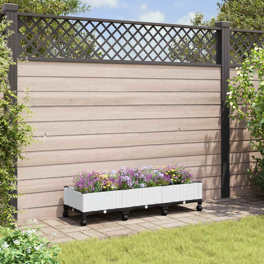 Vaso da Giardino con Ruote Bianco 120 x 40 x 33 cm PP | homemem39