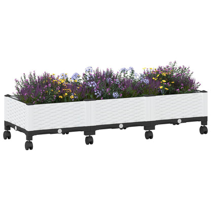 Vaso da Giardino con Ruote Bianco 120 x 40 x 33 cm PP | homemem39