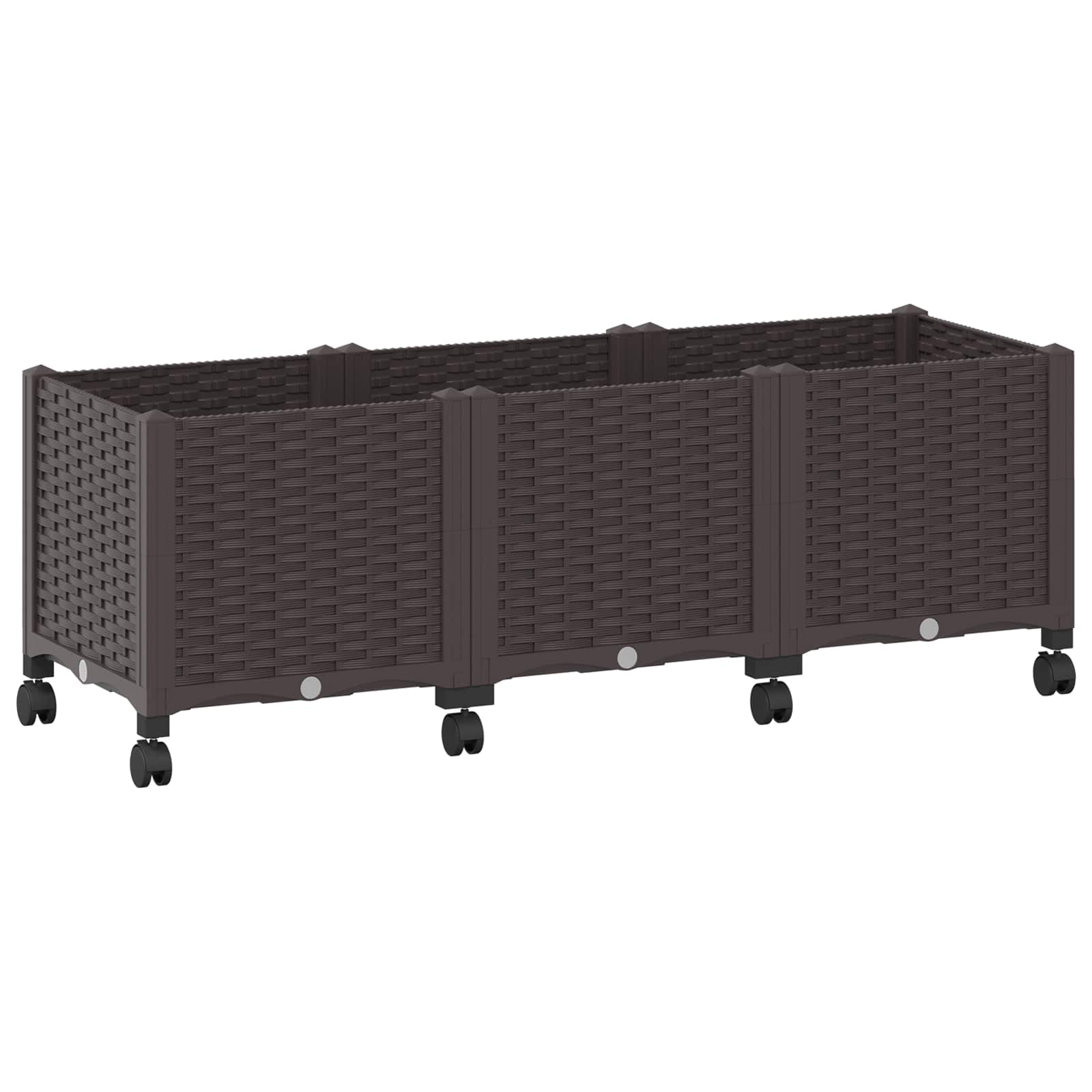 Vaso da Giardino con Ruote Marrone 120 x 40 x 44 cm PP | homemem39