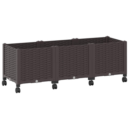Vaso da Giardino con Ruote Marrone 120 x 40 x 44 cm PP | homemem39