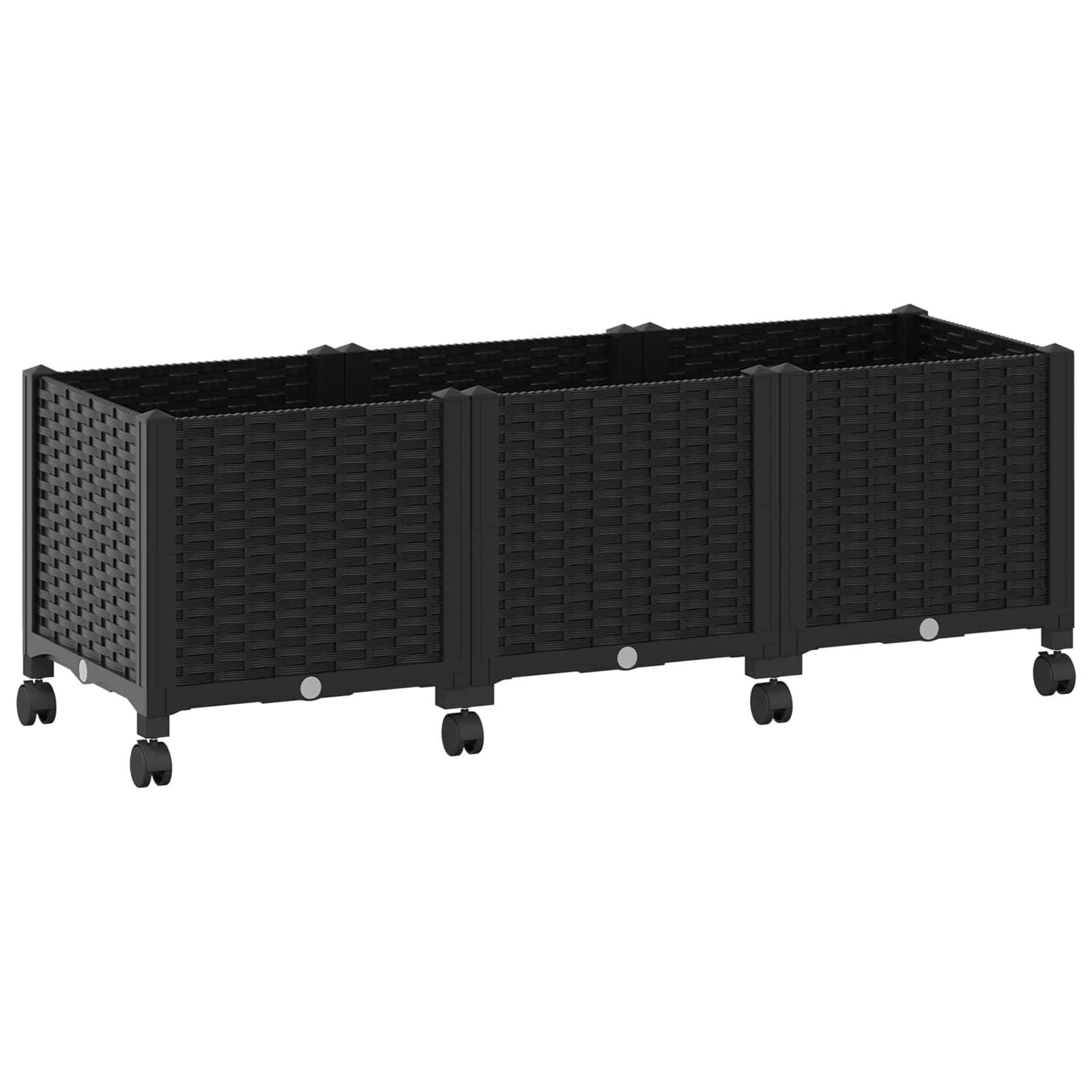 Vaso da Giardino con Ruote Nero 120 x 40 x 44 cm PP | homemem39