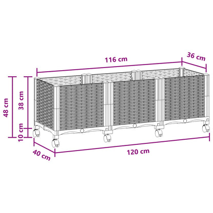 Vaso da Giardino con Ruote Nero 120 x 40 x 44 cm PP | homemem39