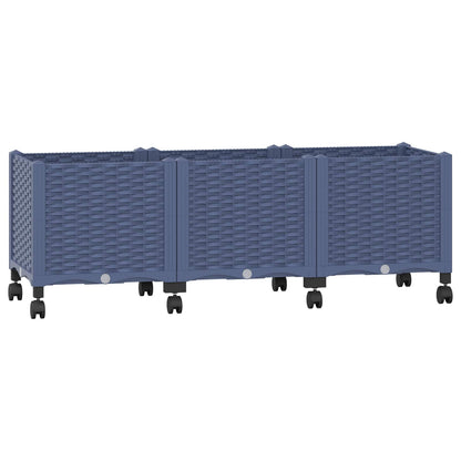 Vaso da Giardino con Ruote Blu Grigio 120 x 40 x 48 cm PP | homemem39