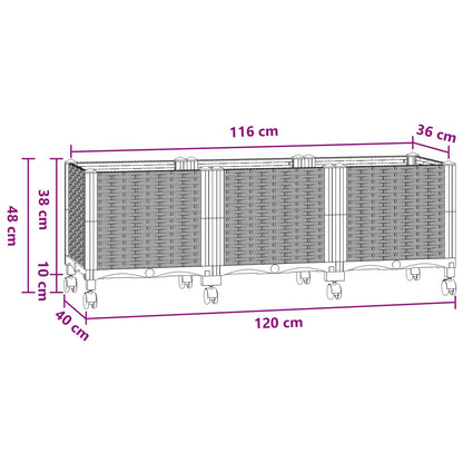 Vaso da Giardino con Ruote Blu Grigio 120 x 40 x 48 cm PP | homemem39