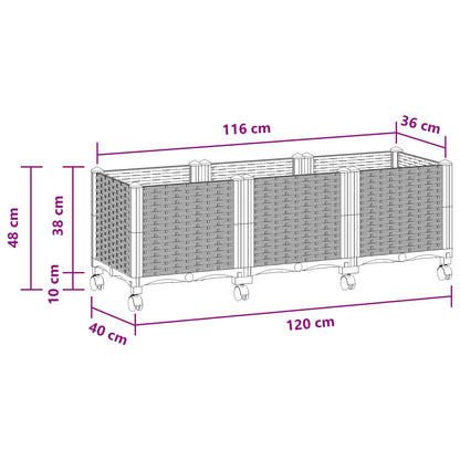 Vaso da Giardino con Ruote Grigio Chiaro 120 x 40 x 48 cm PP | homemem39