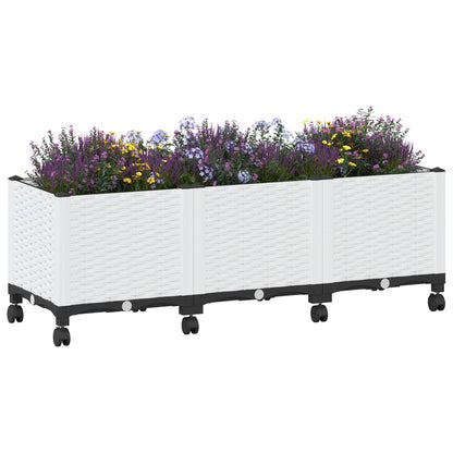 Vaso da Giardino con Ruote Bianco 120 x 40 x 48 cm PP | homemem39